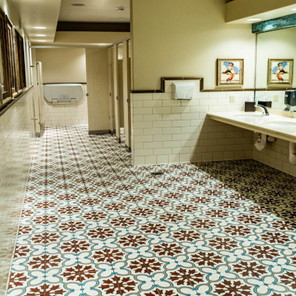 bathroom floor tile installation from Brooks Tile in Sacramento, CA